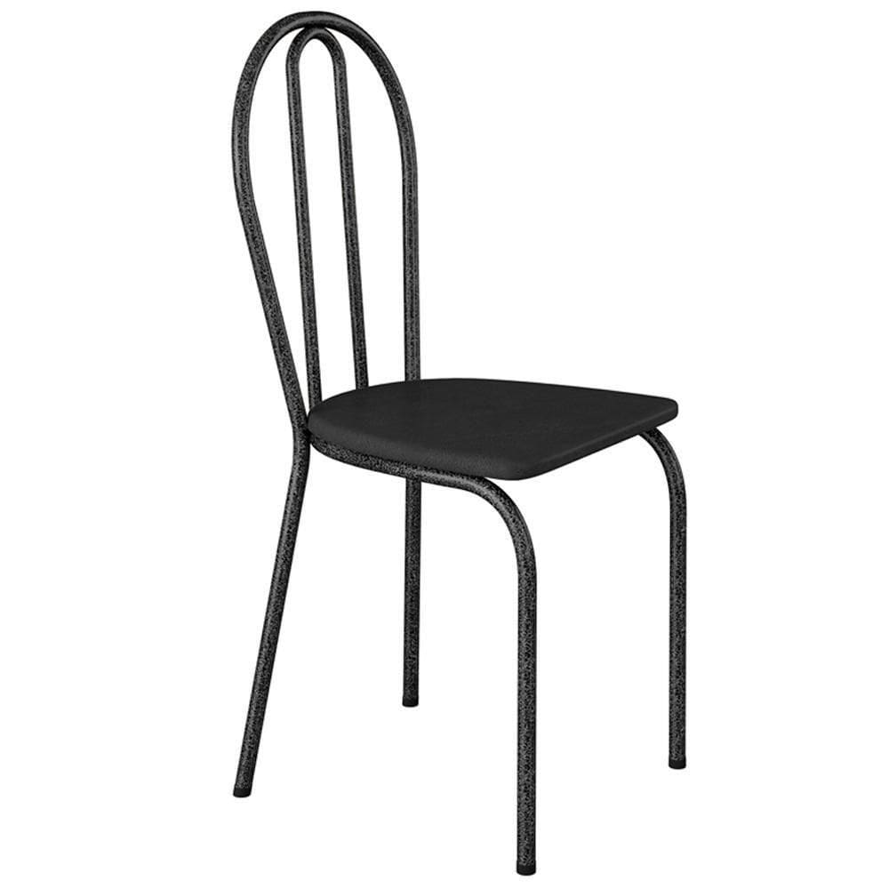 Cadeira Tubular America 004 Cromo Preto Assento Preto Artef Preto