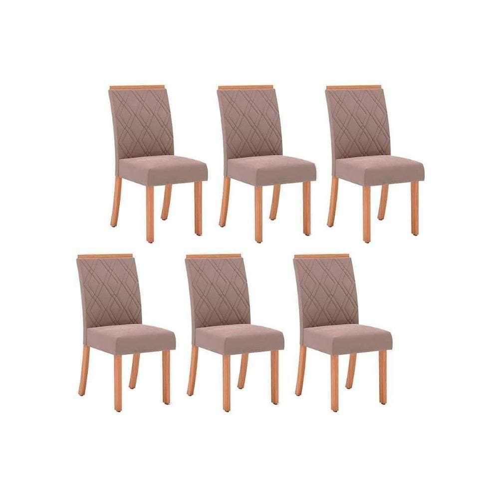 Cadeira De Cozinha Vita Kit 6 Uni Nature-suede Light Bege - Henn