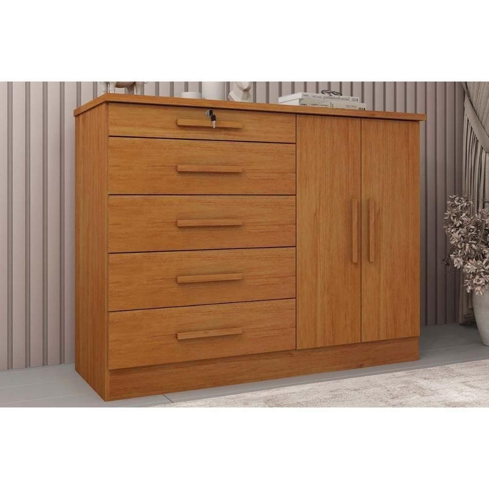 Cômoda Casal Istambul C- 2 Portas E 5 Gavetas Cinamomo - Tcil Móveis