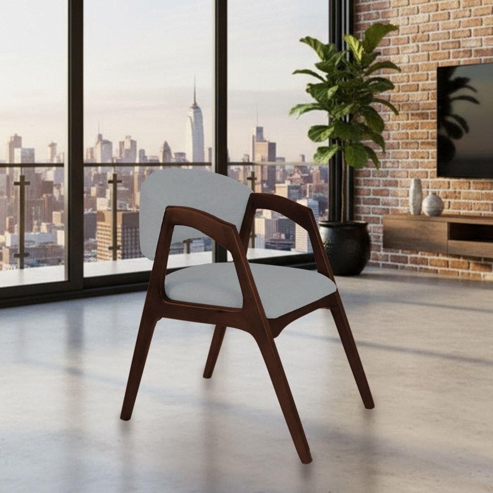 Cadeira De Jantar Gabriela Em Madeira E Mdf Castanho Linho Cinza