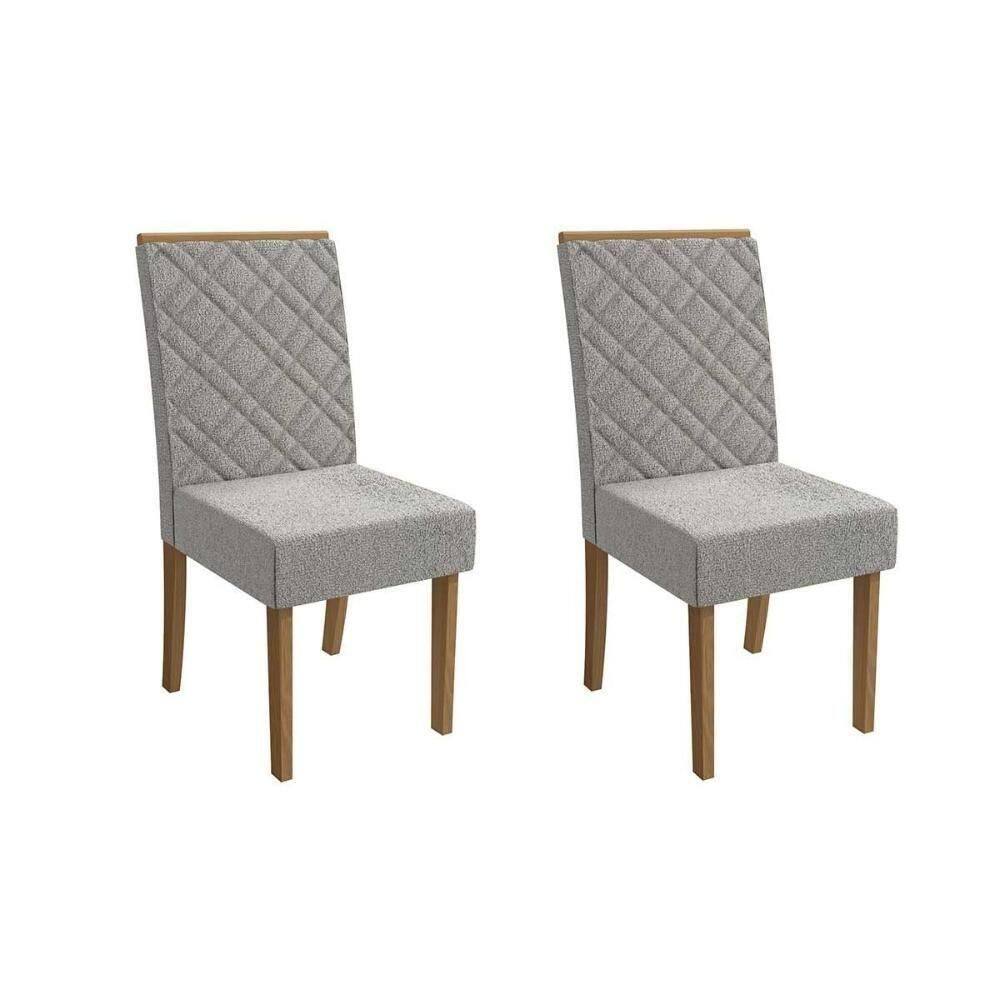 Cadeira Sala De Jantar Verbena 2cad133 Madeirado Kit 2 Un Canela-boucle Cinza - Kappesberg
