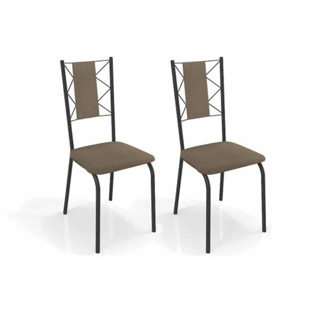 Cadeira De Cozinha Lisboa 2c076prf Aço Kit 2 Un Preto-ano Capuccino - Kappesberg