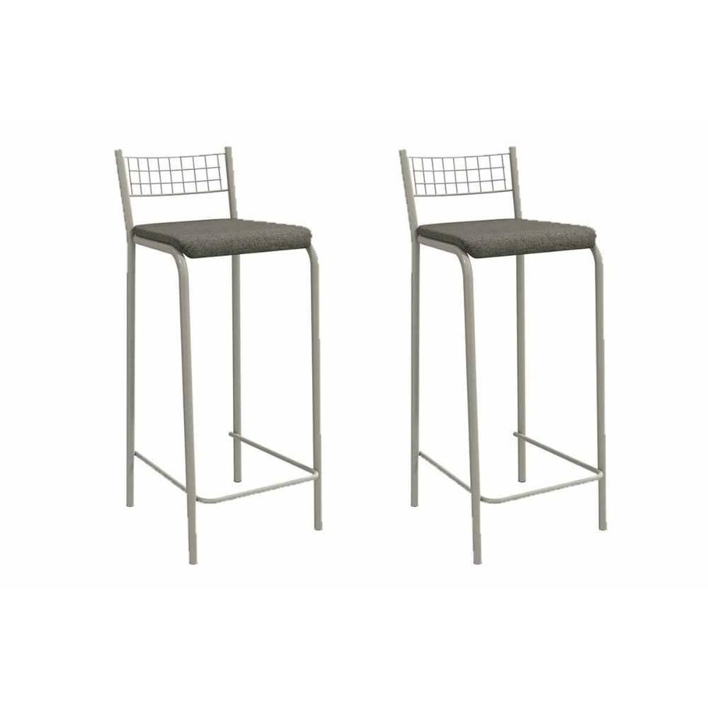 Banqueta De Cozinha Gênova 2b705nk Aço Kit 2 Un Niquel-linho Escuro - Kappesberg