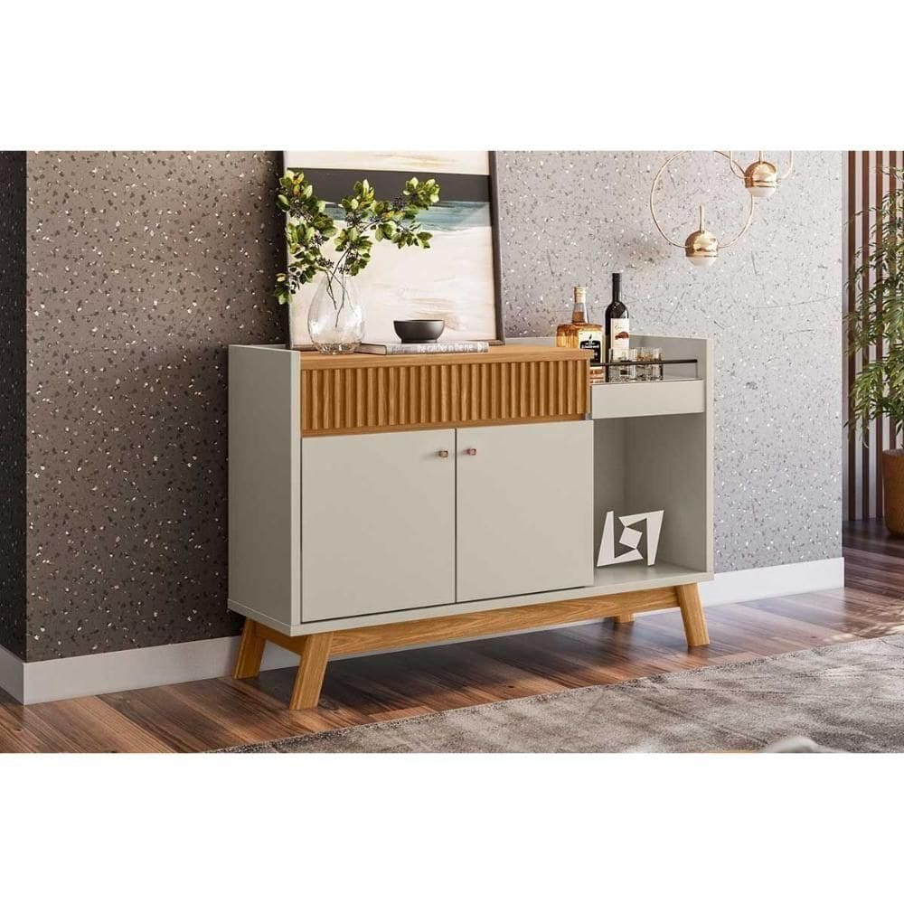 Buffet De Sala Jantar Lucca C- 2 Portas E 1 Gaveta Nature-off White - Linea Brasil