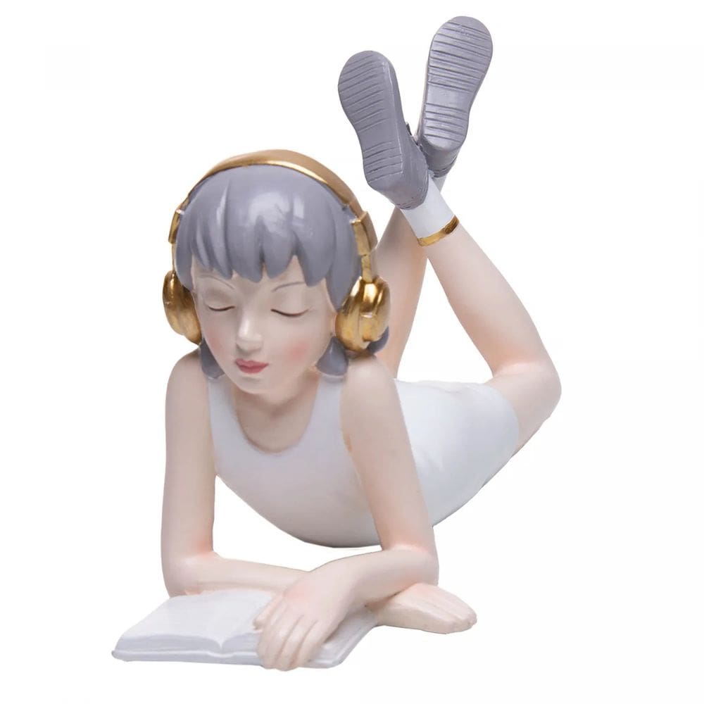 Figura Decorativa Páginas e Melodias 21,5x7x11cm em Resina Wolff