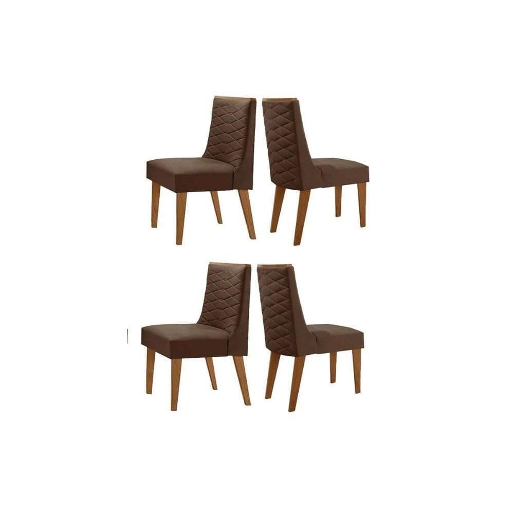 Cadeira Sala De Jantar Dafne Kit 4 Un Madeira Capuccino-suede Marrom - Rufato