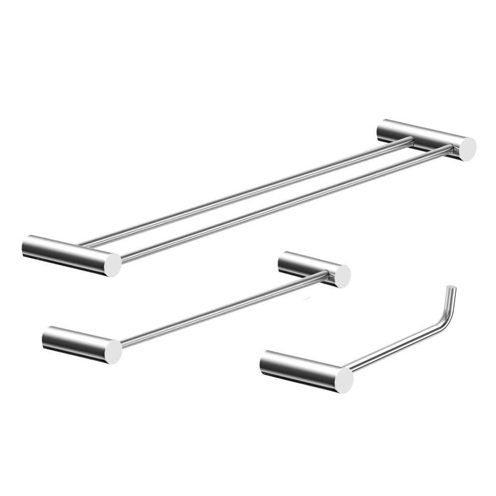 Kit De Acessórios Duplo Para Banheiro Alto Brilho Orion 3 Peças Prata 2040or