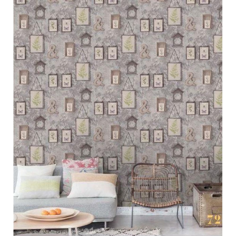 Papel de Parede Exposure Envelhecida com Molduras - 10m x 0,53m