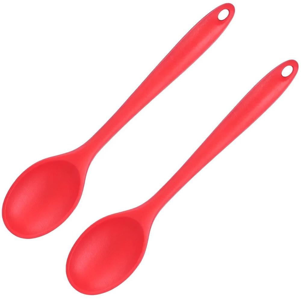 Colher De Silicone Vermelha Grande Kit 02 Un