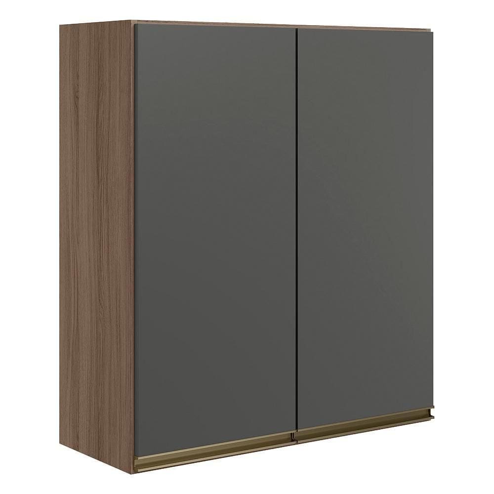 Armario Aereo 2 Portas Mdf 70 Cm Kali 12208 Carvalho Toq Chumbo Nicioli Carvalho Toq Chumbo