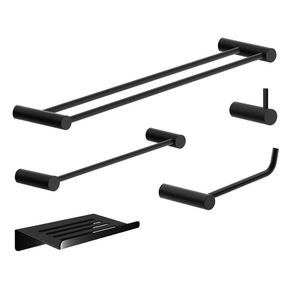 Kit Acessórios Para Banheiro Preto Fosco 5 Peças Grego Metal 2190or