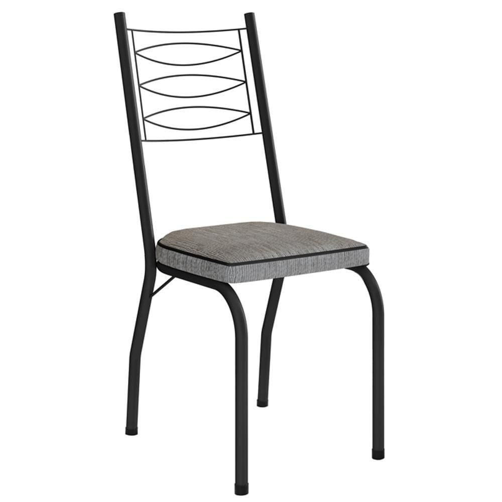 Cadeira Tubular Europa 262 Preto Assento Grafiato Artef Grafiato