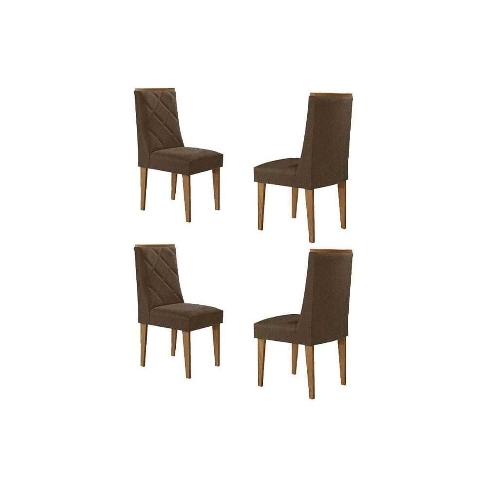 Cadeira Sala De Jantar Pietá Kit 4 Un Madeira Capuccino-linho Capuccino - Rufato