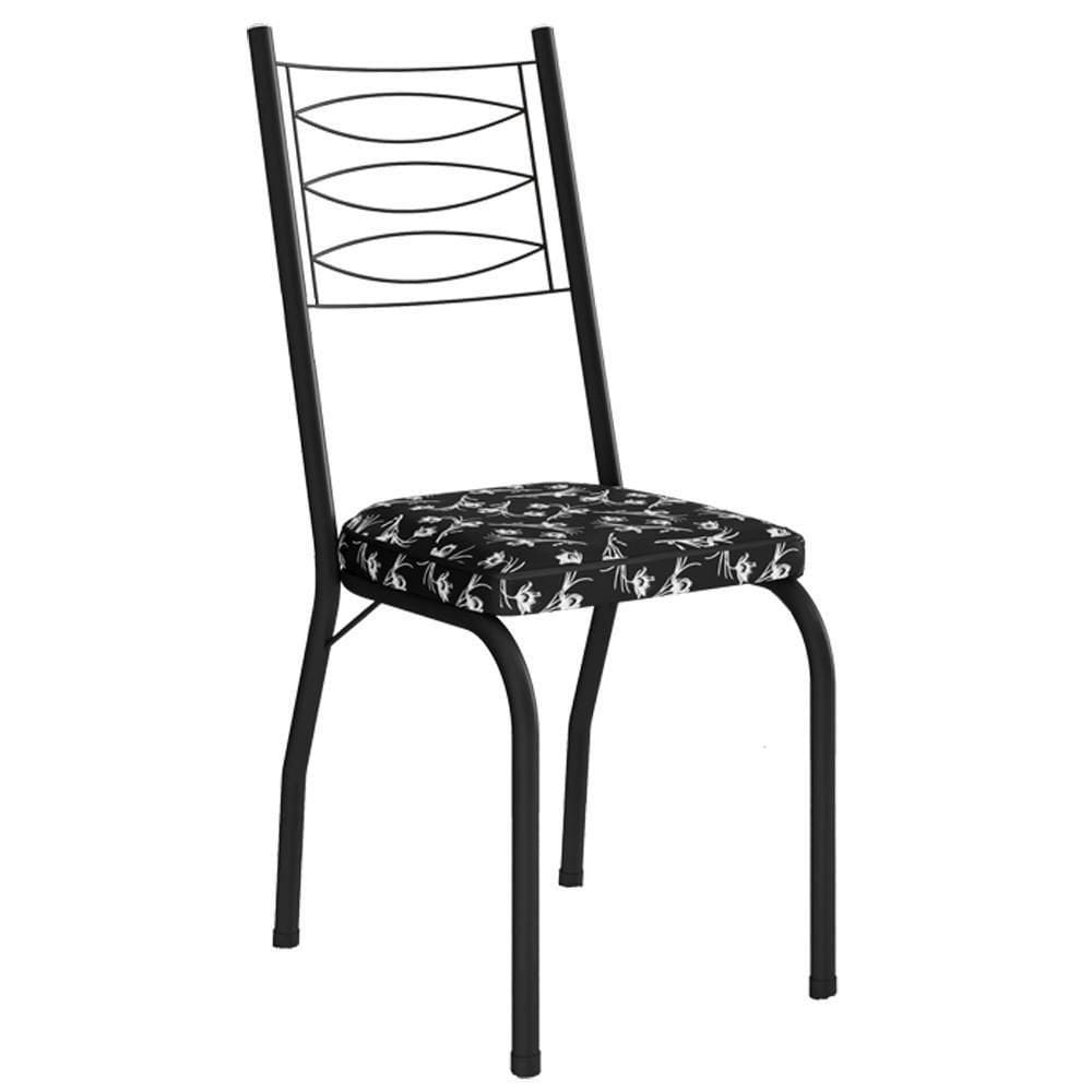 Cadeira Tubular Europa 262 Preto Assento Preto Flor Artef Preto Flor
