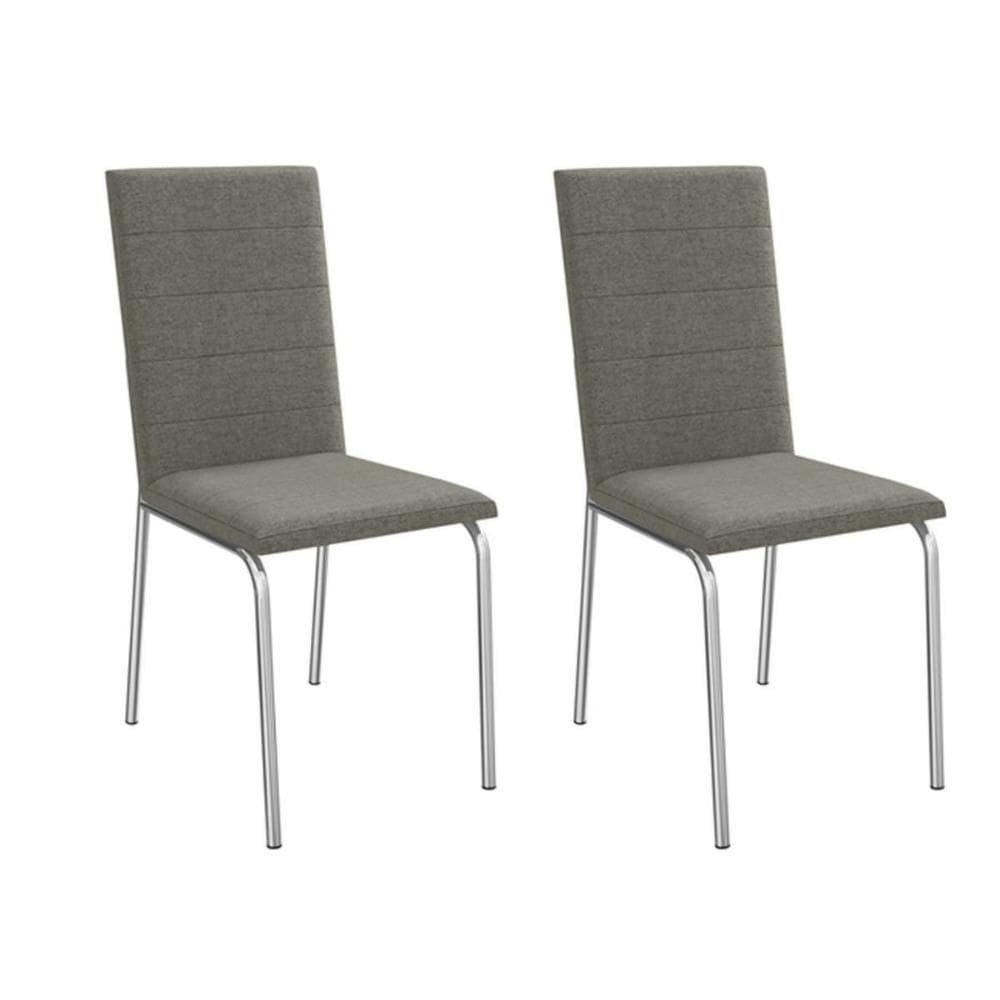 Cadeira De Cozinha Amsterdã 2c091 Aço Kit 2 Un Cromado-linho Escuro - Kappesberg
