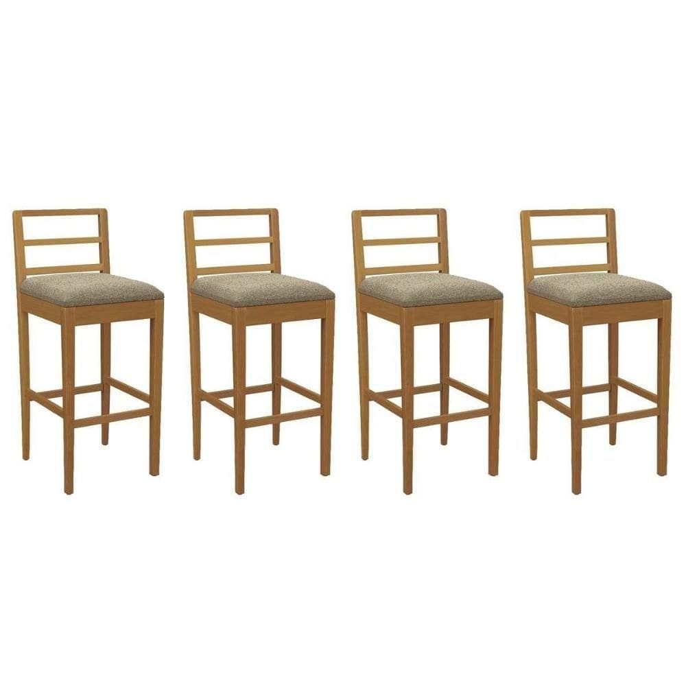 Banqueta Sala De Jantar Sofia 1bmm006ca Premium Madeira Maciça Kit 4 Un Carvalho-boucle Bege Fendi - Kappesberg