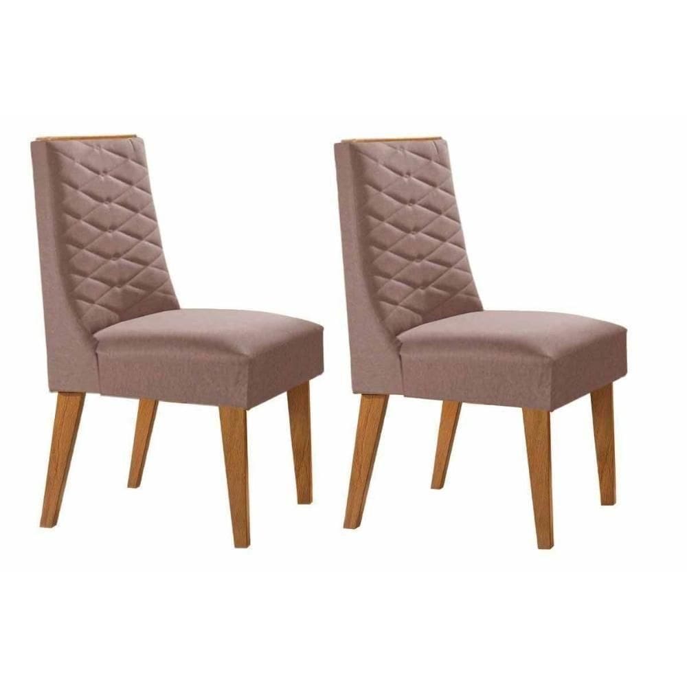 Cadeira Sala De Jantar Dafne Kit 2 Un Naturale-linho Capuccino - Rufato