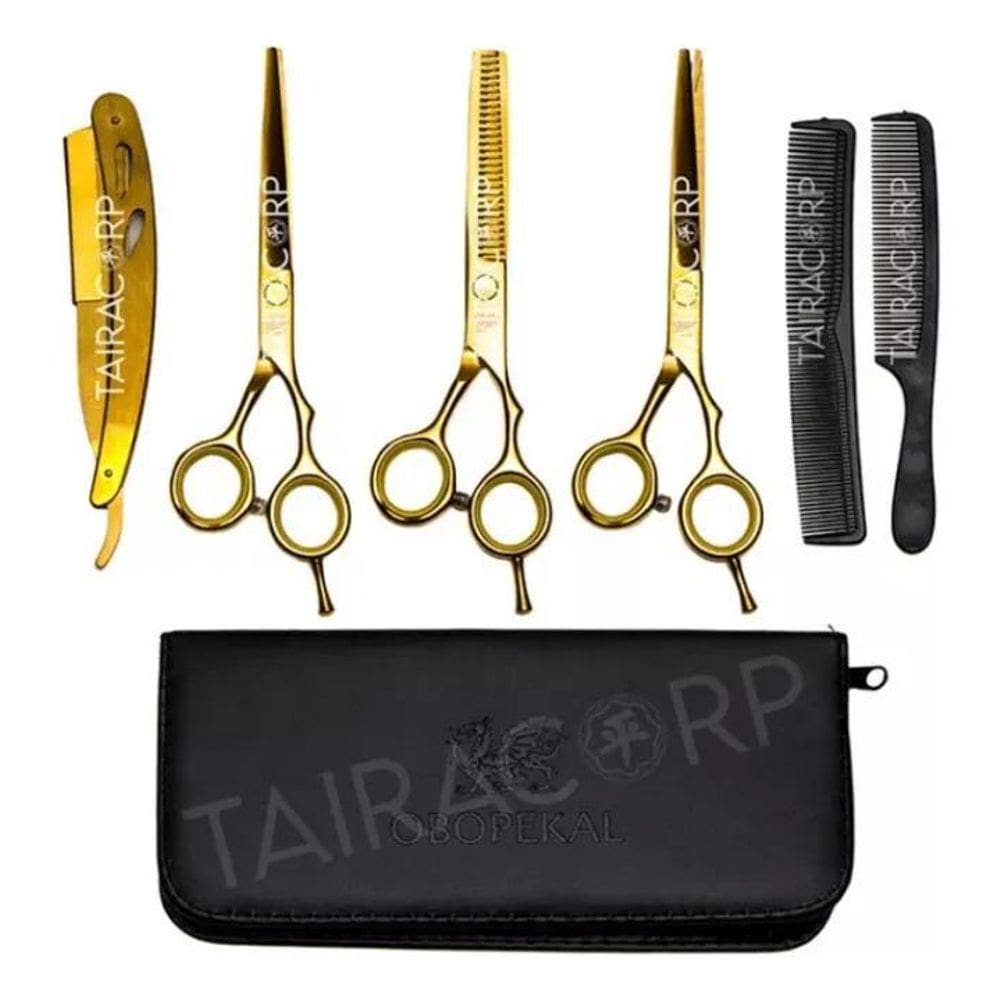 10X Kit 3 Tesouras Profissionais Navalha Cabeleireiro Barbe