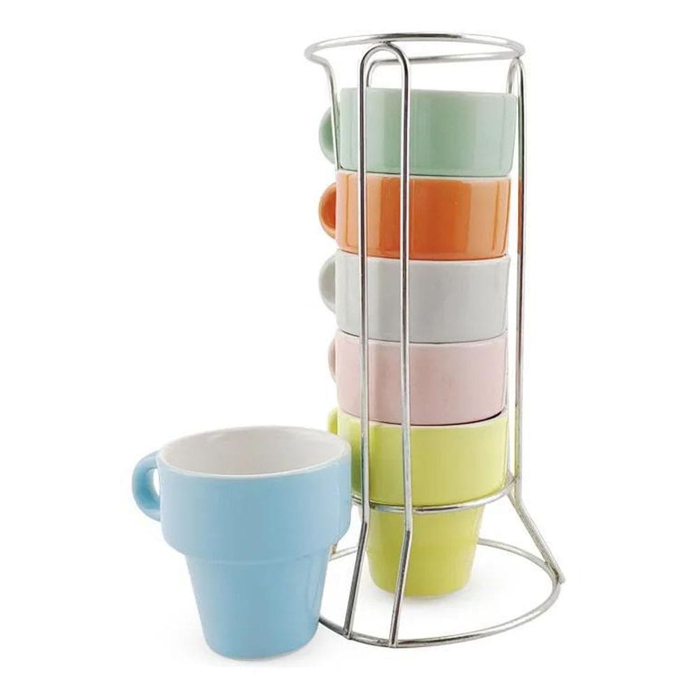 10X Jogo De Xicaras Para Tomar Cafe Cha Coloridas Com 6 Unid