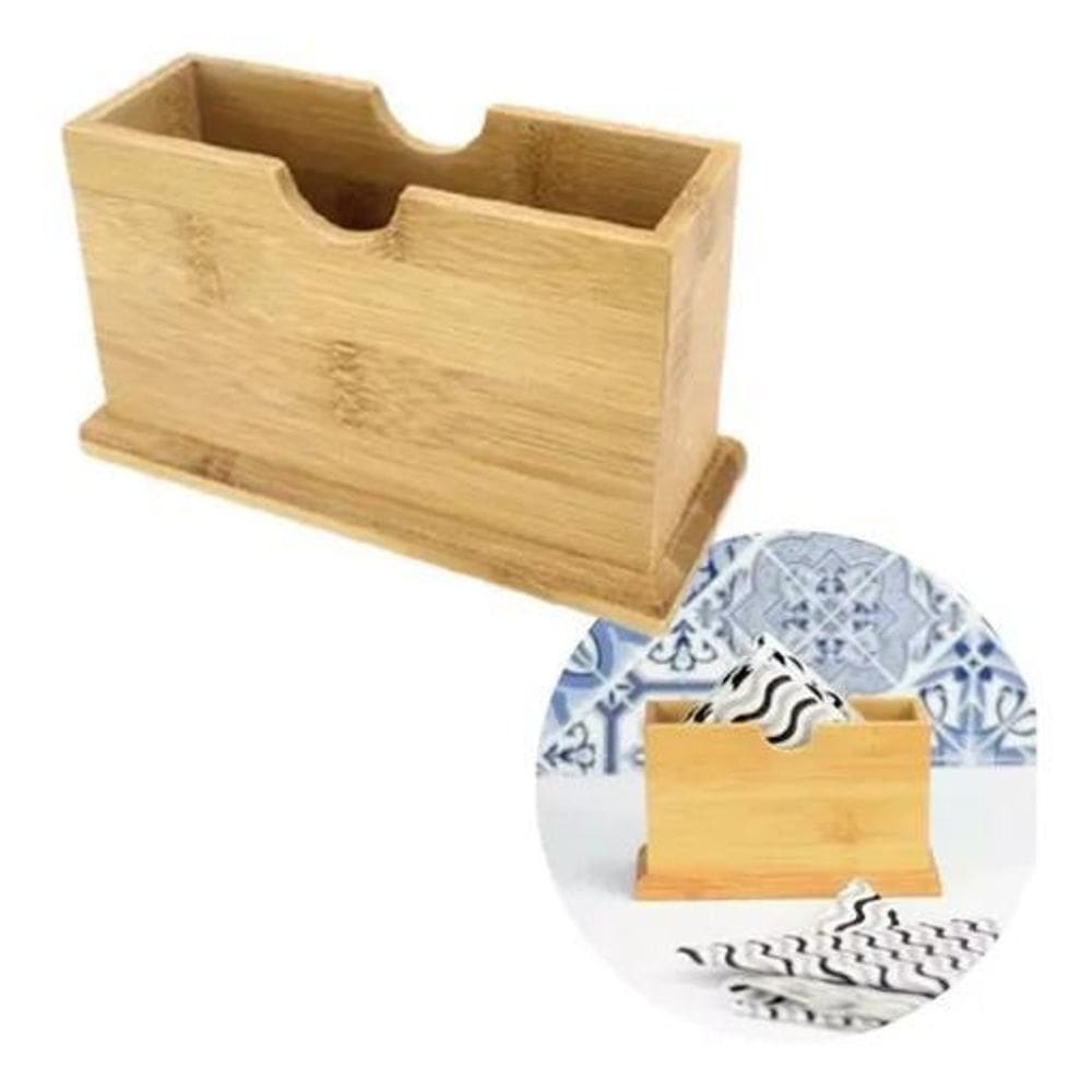 10X Porta Guardanapos De Bambu 16 X 6 Cm Quadrado