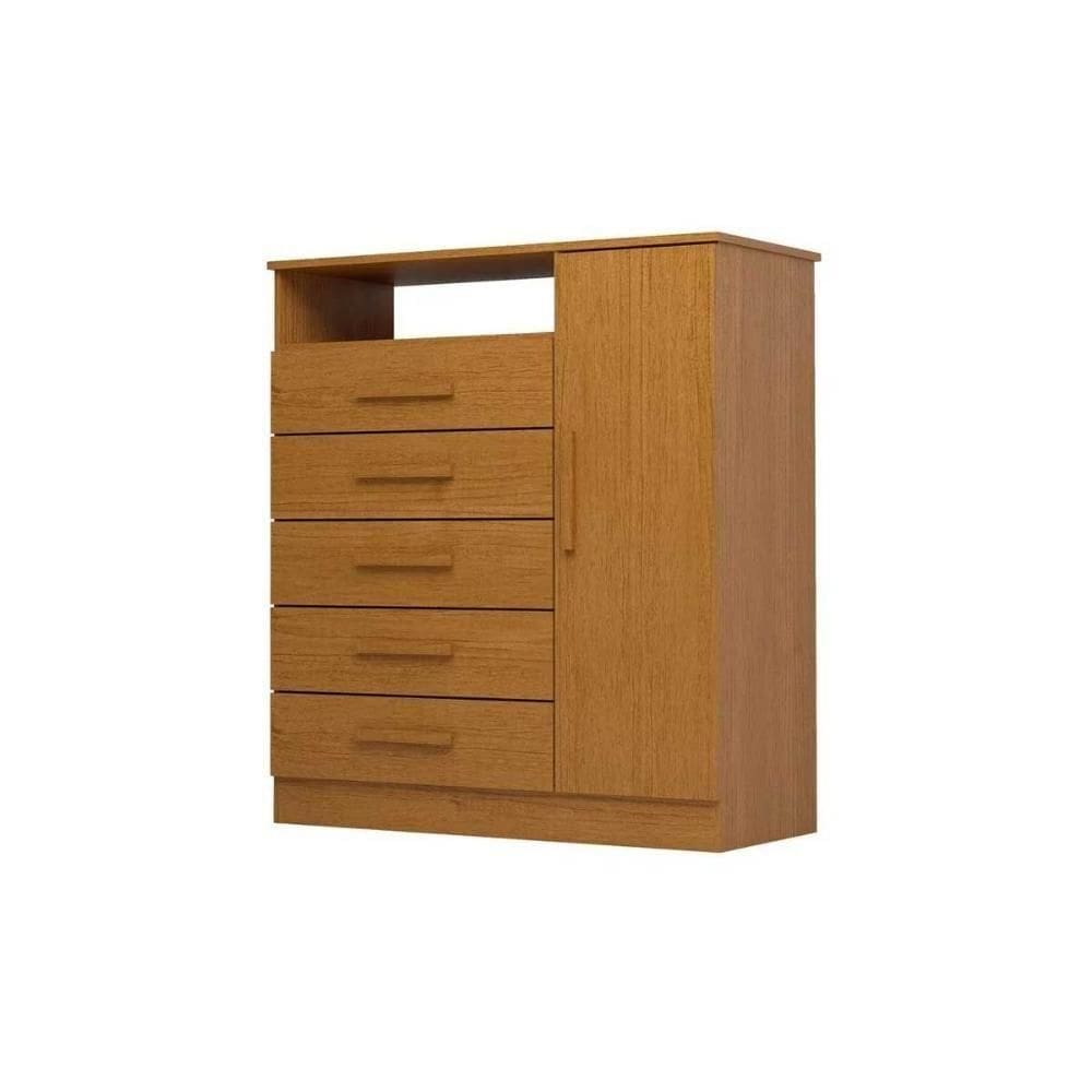 Cômoda Solteiro Madri C- 1 Porta 1 Nicho E 5 Gavetas Cinamomo - Acp