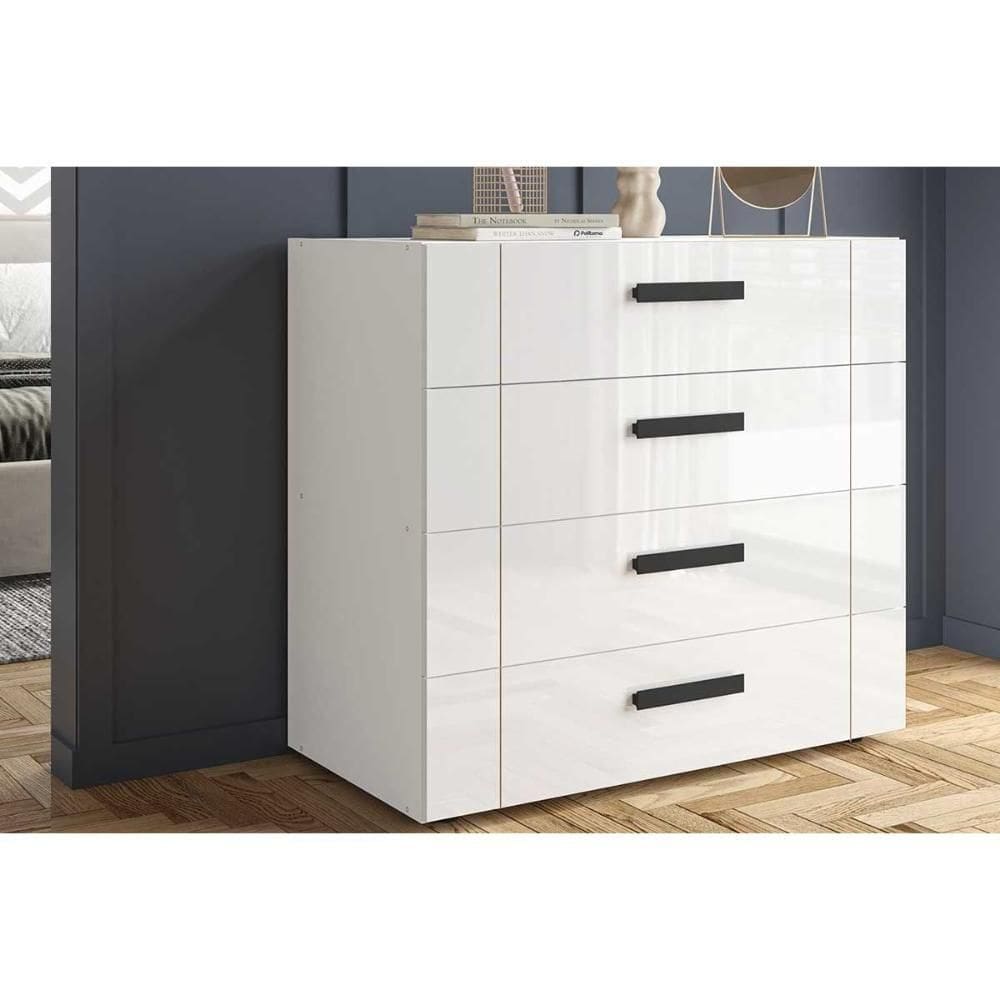 Cômoda Solteiro Lisboa C- 4 Gavetas Branco - Politorno