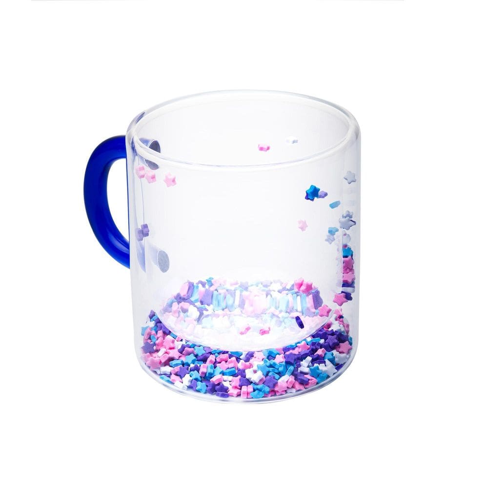Caneca Vidro Parede Dupla 300Ml Stars Com Alça E Estrelas