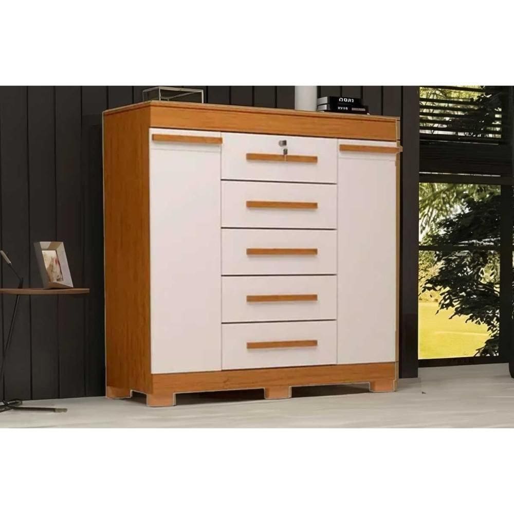 Cômoda Casal 2 Portas E 5 Gavetas Diana Nature-off White - Acp