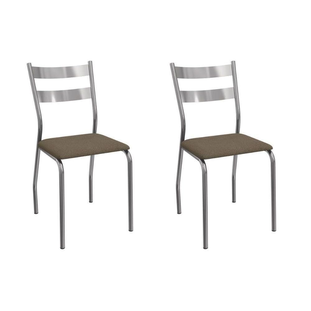 Cadeira Sala De Jantar Bali 2c141cr Aço Kit 2 Un Cromado-suede Cappuccino - Kappesberg