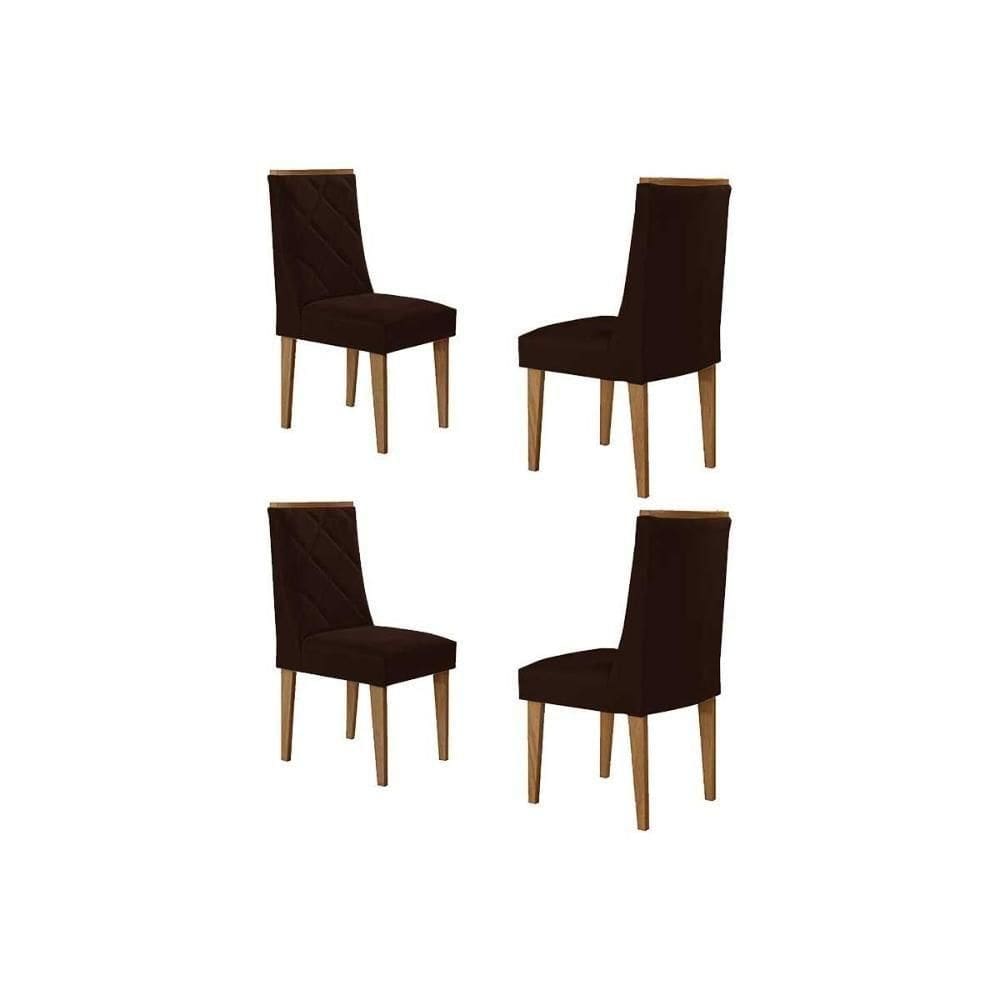 Cadeira Sala De Jantar Pietá Kit 4 Un Naturalle-suede Marrom - Rufato