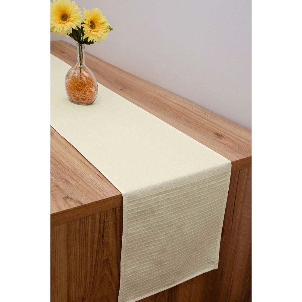 Kit 2 Caminho Trilho De Mesa Tecido Piquet Palha 2,20X0,35