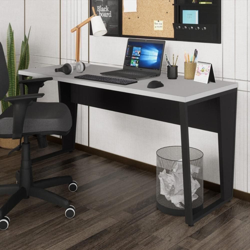 Escrivaninha Mesa De Escritório 150cm Multimóveis Cr25329 Cinza Preto