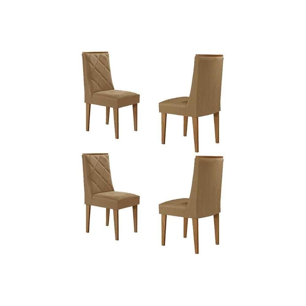 Cadeira Sala De Jantar Pietá Kit 4 Un Naturalle-linho Bege Turim - Rufato