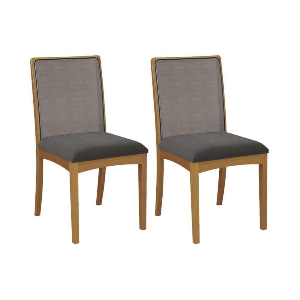 Cadeira De Cozinha Lara 2cmm007ca Premium Madeira Maciça Kit 2 Un Carvalho-boucle Grafite-tela Grafite - Kappesberg