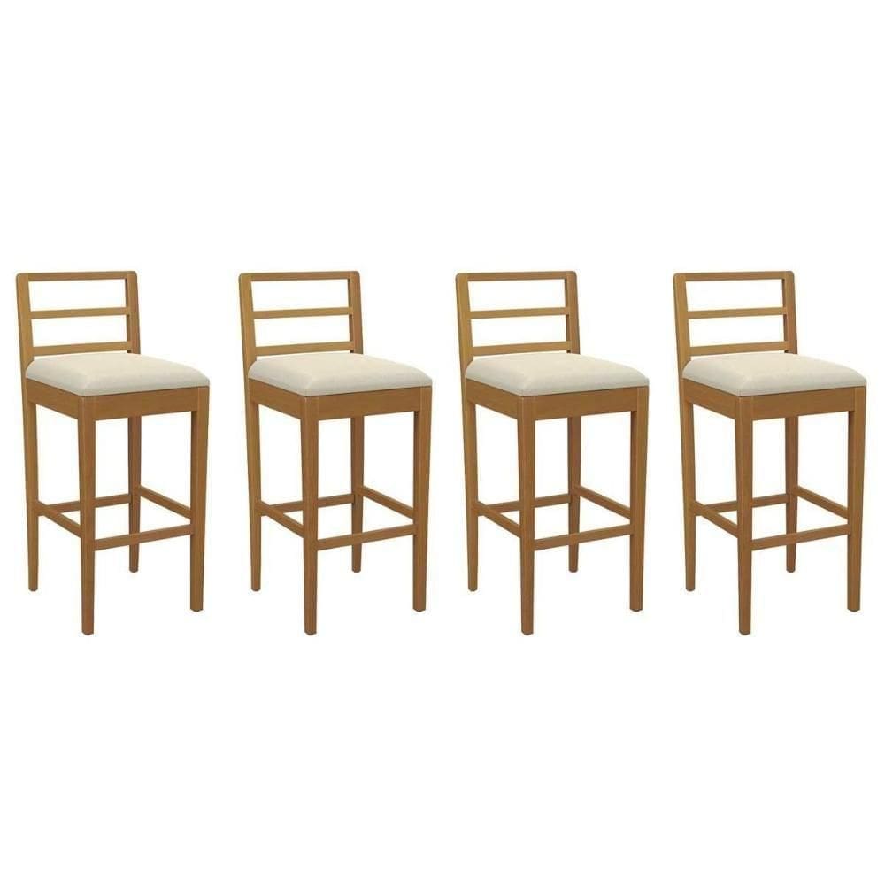 Banqueta Sala De Jantar Sofia 1bmm006ca Premium Madeira Maciça Kit 4 Un Carvalho-linho Bege Argila - Kappesberg