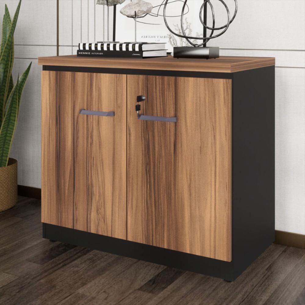 Balcão De Escritório 80cm 2 Portas Com Chave Multimóveis Cr25296 Sevilha Preto