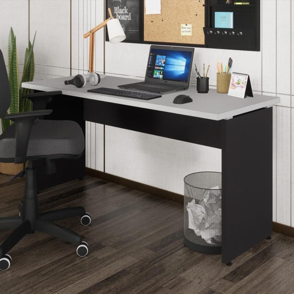 Escrivaninha Mesa De Escritório 150cm Multimóveis Cr25318 Cinza Preto