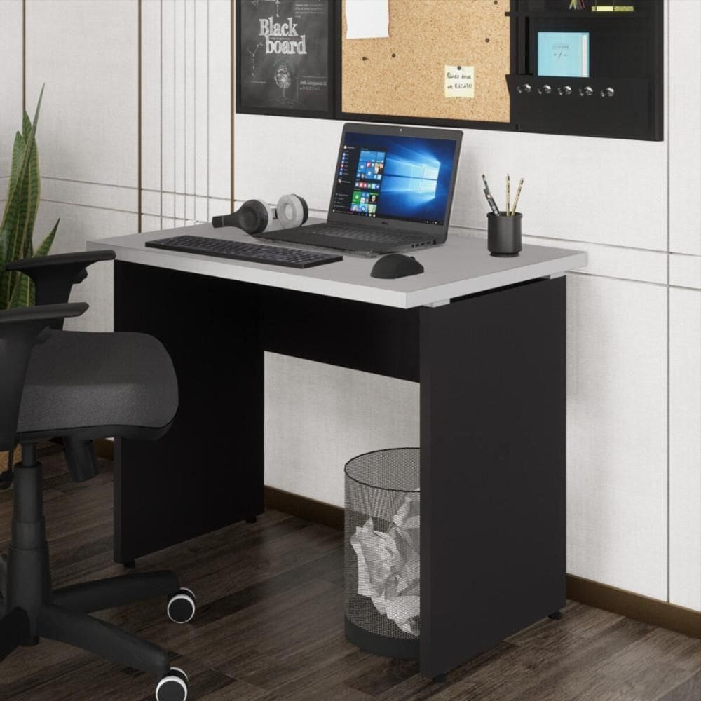 Escrivaninha Mesa Escritório 90cm Multimóveis Cr25319 Cinza Preto