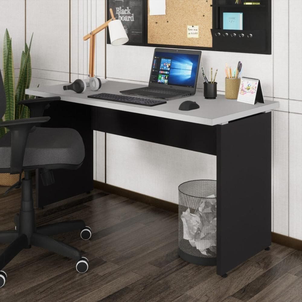 Escrivaninha Mesa De Escritório 135cm Multimóveis Cr25315 Cinza Preto