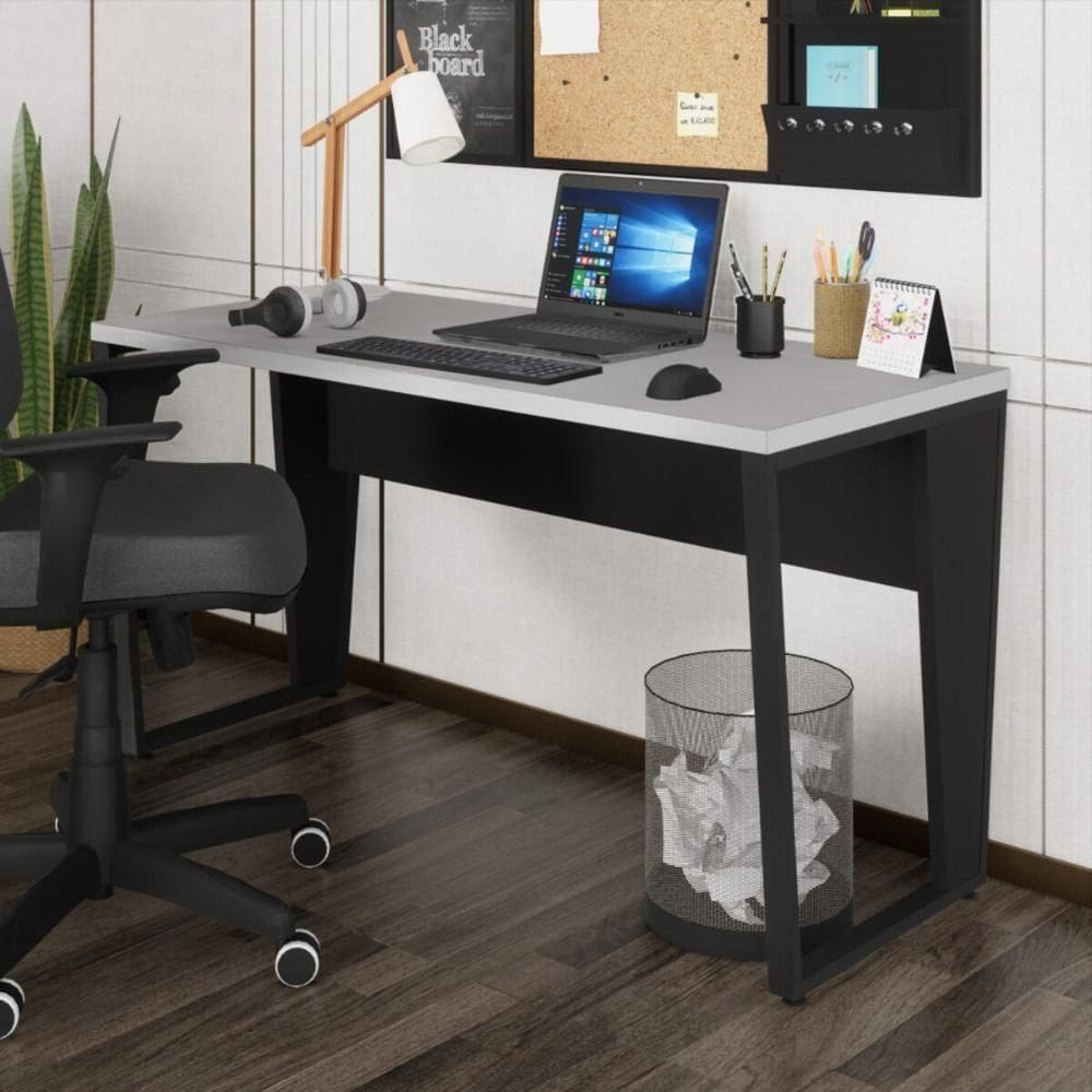 Escrivaninha Mesa De Escritório 135cm Multimóveis Cr25328 Cinza Preto