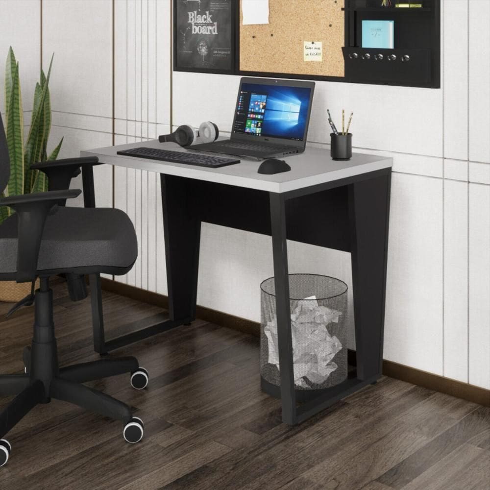 Escrivaninha Mesa Escritório 90cm Multimóveis Cr25326 Cinza Preto