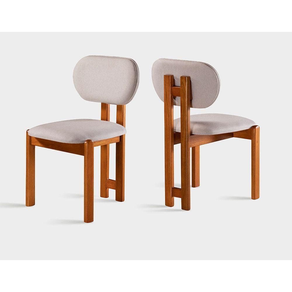 Kit 2 Cadeiras Organicas Madeira Maciça Móveis Mundial /prata