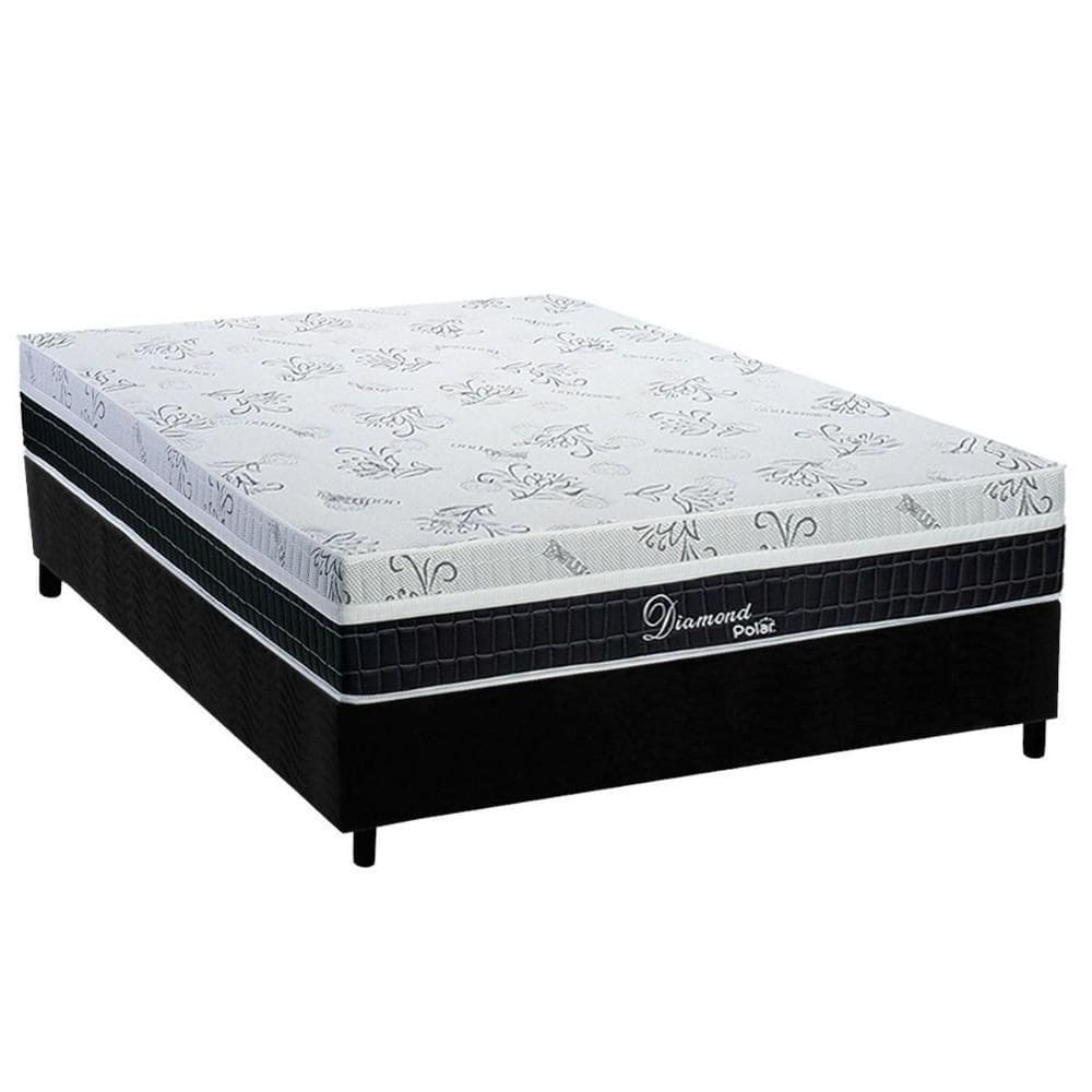 Cama Box Casal: Colchão Molas Ensacadas Diamond + Base Crc Suede Black (138x188)