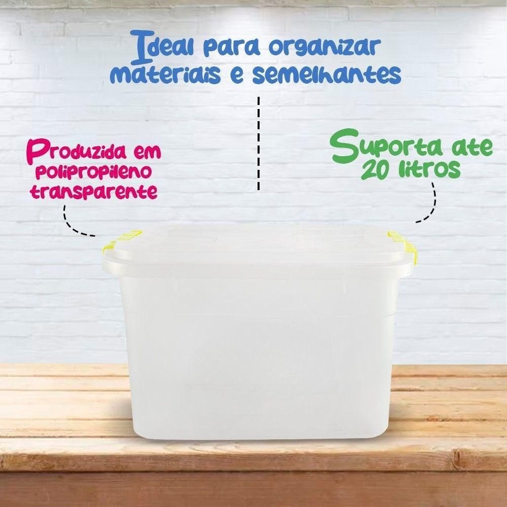 Caixa Organizadora Transparente Multiuso 20 Litros Com Trava
