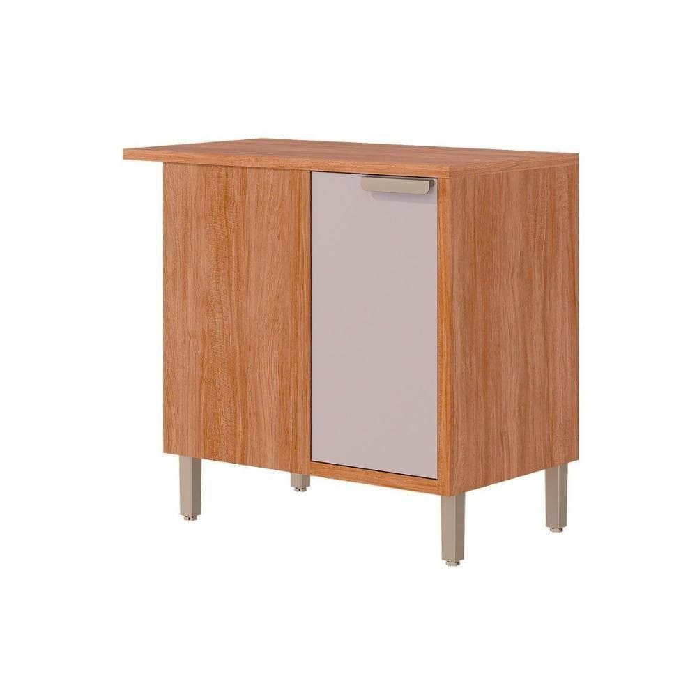 Gabinete De Cozinha Modulado Balcão C- Tampo Eloise Nicho De Canto C- 1 Porta 92cm Cinamomo-off White - Mgm