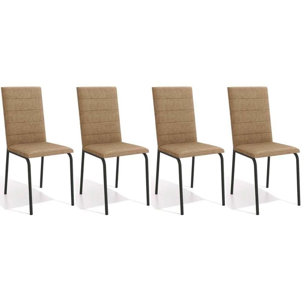 Kit 4 Cadeiras Sala Jantar Amsterdã C091prf Aço 4 Un Preto Fosco-capuccino - Kappesberg