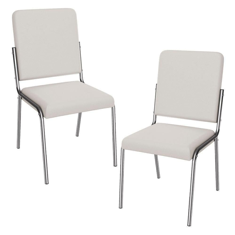Kit 2 Cadeiras Cromada Sala Jantar 2c129cr Corino Branco Kappesberg Branco