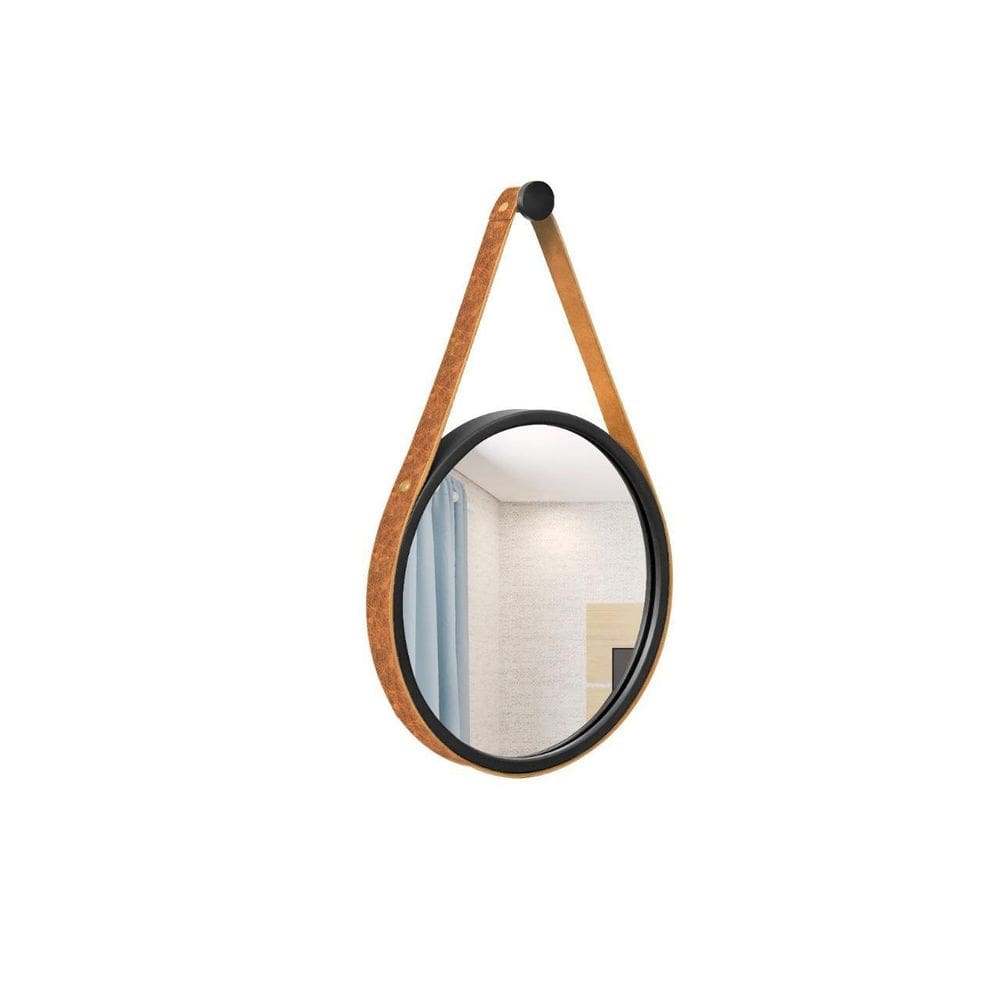 Espelho Decorativo Adnet Preto Alça sintético Rajado 20Cm