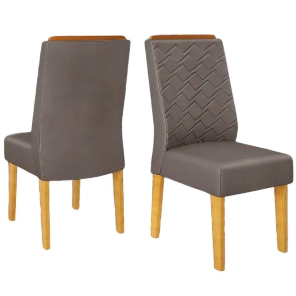 Kit 2 Cadeiras De Jantar Estofadas Lidia Veludo Lunar Cedro Dj Moveis Veludo Lunar Cedro