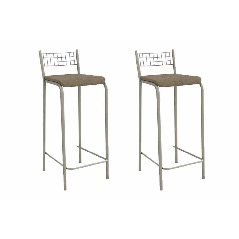 Kit 2 Banqueta De Cozinha Gênova 2b705nk Aço 2 Un Niquel-boucle Bege Fendi - Kappesberg